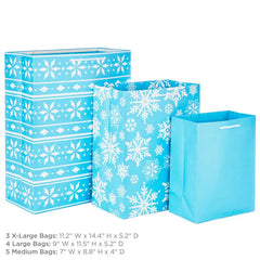 Assorted Sizes and Designs 12-Pack Christmas Gift Bags