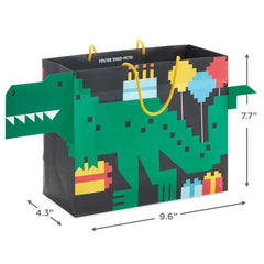 7.7" 8-Bit Dinosaur Medium Horizontal Birthday Gift Bag