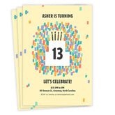Custom Age Confetti Cake Flat Birthday Invitation