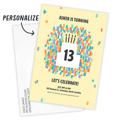 Custom Age Confetti Cake Flat Birthday Invitation