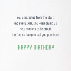 New Reasons to Be Proud 13th Birthday Card for Grandson