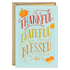 Thankful, Grateful, Blessed Thanksgiving Card