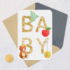 Alphabet Icons Blank New Baby Card
