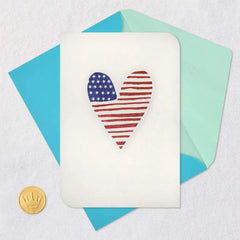 American Flag Heart Blank Card