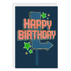 Retro Neon Sign Custom Birthday Card