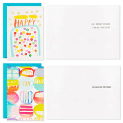 Assorted Bright Watercolor Boxed Birthday Note Cards, Pack of 36
