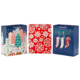 13" 'Tis the Season 3-Pack Large Christmas Gift Bags Assortment