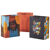 11.5" Assorted Mahogany Designs for Him 3-Pack Large Gift Bags