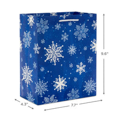 9.6" Medium Blue and White Winter Gift Bags 4-Pack Assortment