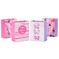 9.6" Bright Watercolors Assorted 4-Pack Medium Gift Bags