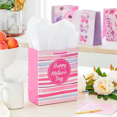 9.6" Bright Watercolors Assorted 4-Pack Medium Gift Bags