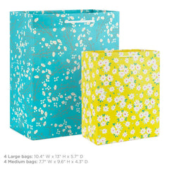 Assorted Floral and Solid 8-Pack Medium and Large Gift Bags