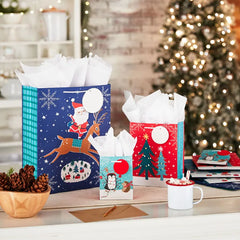 Assorted Snowy Fun 8-Pack Small, Medium, Large and XL Christmas Gift Bags