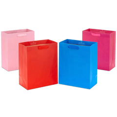 9.6" Assorted Solid Colors 4-Pack Medium Gift Bags