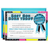 Best Son Customizable Birthday Card With Fill-in-the-Blank Certificate