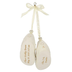 Baby’s First Christmas Booties Porcelain Personalized Ornament, Custom Text
