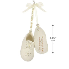 Baby’s First Christmas Booties Porcelain Personalized Ornament, Custom Text
