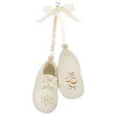 Baby’s First Christmas Monogram Booties Porcelain Personalized Ornament, Custom Text