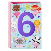 Sweet Six Ballerina Animals 6th Birthday Card With Stickers