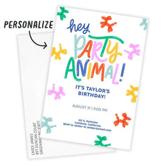 Party Animal Balloons Flat Birthday Invitation