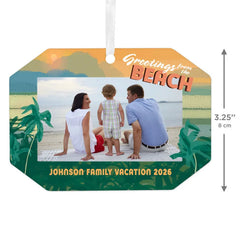 Beach Vacation Metal Personalized Ornament, Custom Photo and Text
