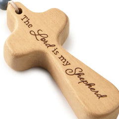 The Lord Is My Shepherd Wooden Cross on Beaded Cord
