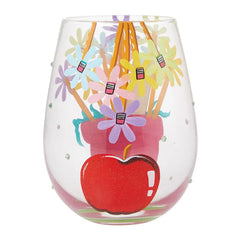Lolita Best Teacher Handpainted Stemless Wine Glass, 20 oz.