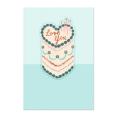 Love You Heart-Shaped Cake Romantic Birthday Card