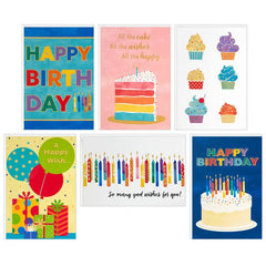 Cake and Candles Assorted Boxed Birthday Cards, Pack of 72
