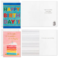 Cake and Candles Assorted Boxed Birthday Cards, Pack of 72