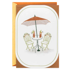 Bistro Table and Chairs With Umbrella Blank Card