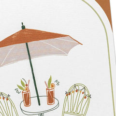 Bistro Table and Chairs With Umbrella Blank Card