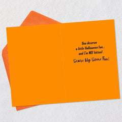 Scare Up Some Fun Black Cat Bat Halloween Card