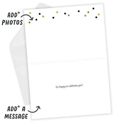 Elegant Black and Gold Confetti 2026 Custom Graduation Card
