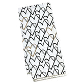 Black and Gold Heart Doodles Tea Towel, 18x24