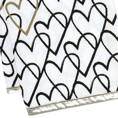 Black and Gold Heart Doodles Tea Towel, 18x24