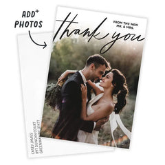 Black Script on Full Photo Wedding Thank-You Card