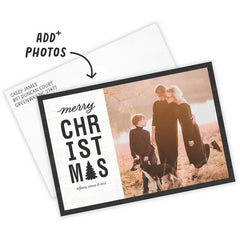 Black & White Rustic Flat Christmas Photo Card
