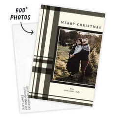 Black and Cream Plaid Flat Christmas Photo Card