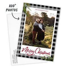 Black and Gray Plaid Flat Christmas Photo Card
