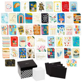 Festive and Colorful Assorted Blank All-Occasion Cards in Geometric Striped Organizer Box, Pack of 100