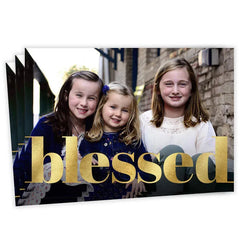 Blessed Gold Lettering Flat Photo Card