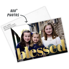 Blessed Gold Lettering Flat Photo Card