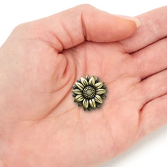 Bloom and Grow Flower Antiqued Metal Pocket Token