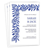 Blue Botanical Flat Wedding Invitation