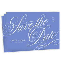 Elegant Blue Calligraphy Flat Wedding Save the Date