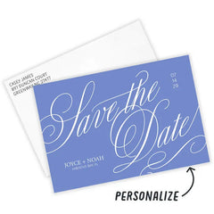 Elegant Blue Calligraphy Flat Wedding Save the Date
