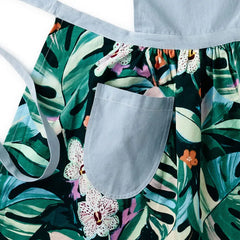 Lacey Chabert Collection Green Floral and Blue Chambray Apron With Pockets
