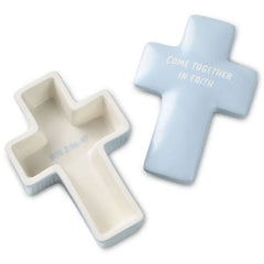 First Communion Cross-Shaped Lidded Trinket Dish