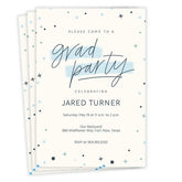 Blue Dots and Stars Graduation Invitation